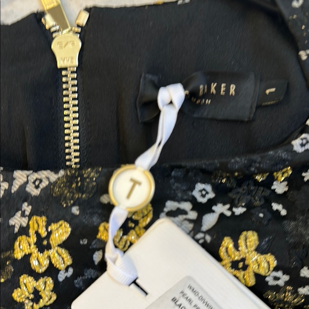 Ted Baker Black and Gold Floral Dress - Picture 4 of 10